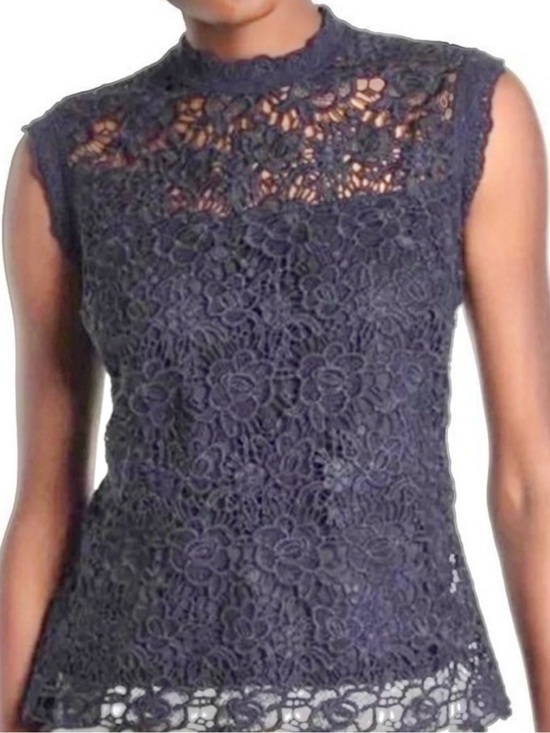Nanette Lepore Tops - Nanette Nanette Lepore Womens Sleeveless Hi Neck Lace navy blue large NWT